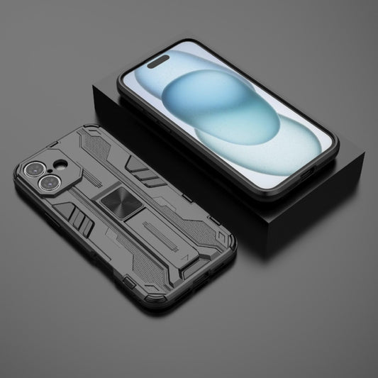 For iPhone 16 Plus Supersonic PC + TPU Holder Phone Case(Black) by buy2fix