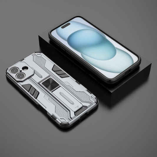 For iPhone 16 Plus Supersonic PC + TPU Holder Phone Case(White) by buy2fix