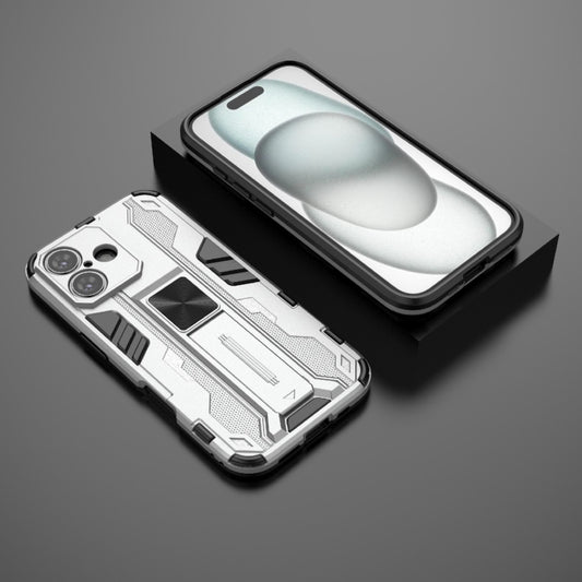 For iPhone 16 Supersonic PC + TPU Holder Phone Case(White) by buy2fix