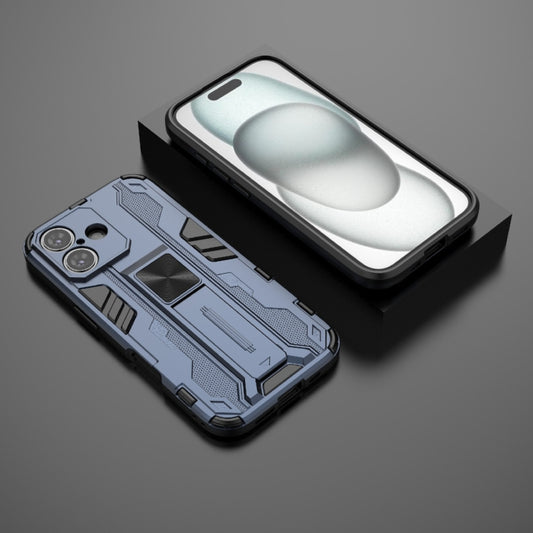 For iPhone 16 Supersonic PC + TPU Holder Phone Case(Blue) by buy2fix