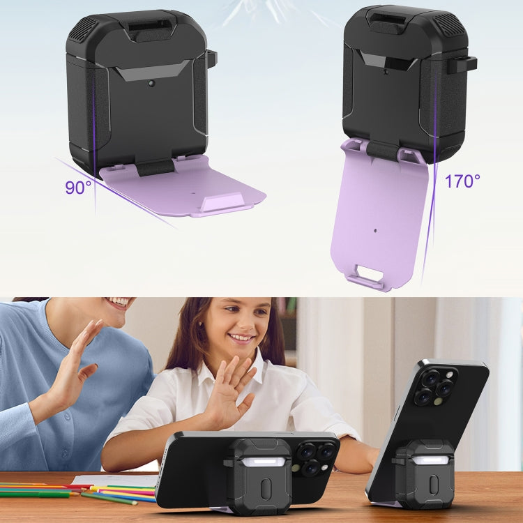 For AirPods 3 Phone Holder Design Earbuds Box Protective Case(Purple) by buy2fix