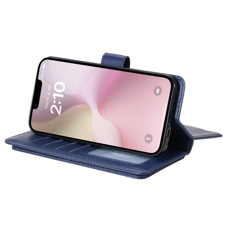For iPhone 16e Multi-Function Wallet 10 Card Slots Leather Phone Case(Dark Blue) by buy2fix