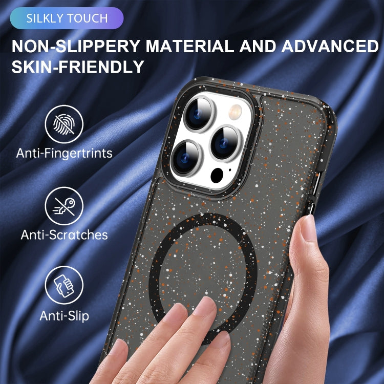 For iPhone 14 Plus Colorful Ink-splash Magsafe PC Hybrid TPU Phone Case(Black) by buy2fix