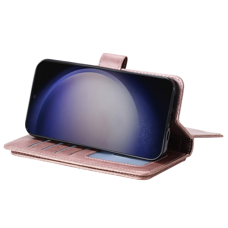For Samsung Galaxy S25+ / S24+ 5G Multi-Function Wallet 10 Card Slots Leather Phone Case(Rose Gold) by buy2fix