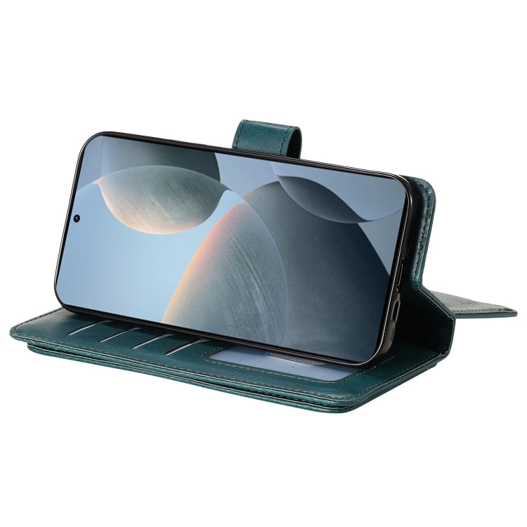 For Redmi K70 Multi-Function Wallet 10 Card Slots Leather Phone Case(Dark Green) by buy2fix