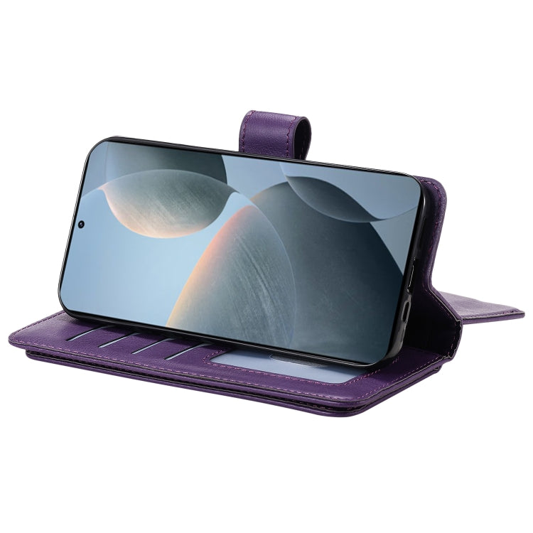 For Redmi K70 Multi-Function Wallet 10 Card Slots Leather Phone Case(Violet) by buy2fix