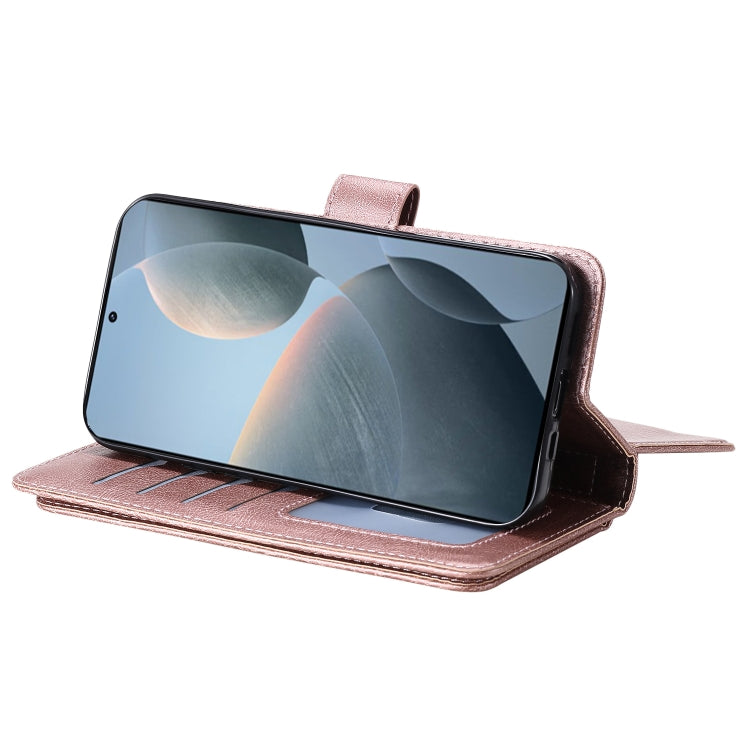 For Redmi K70 Multi-Function Wallet 10 Card Slots Leather Phone Case(Rose Gold) by buy2fix