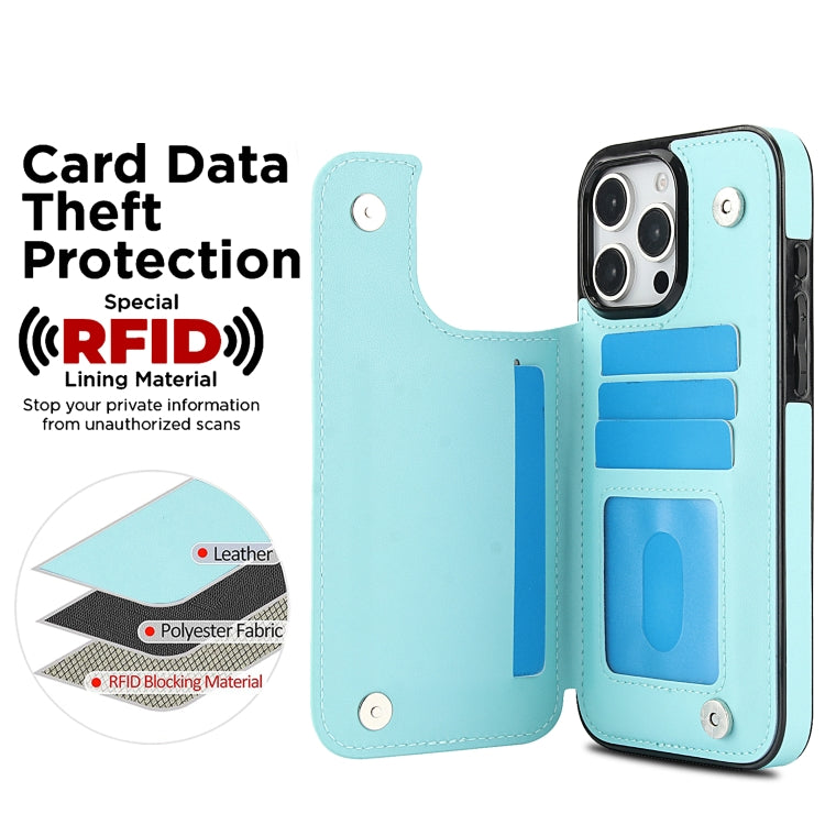For iPhone 16 Pro Max Double Buckle Rhombic PU Leather Phone Case(Blue) by buy2fix