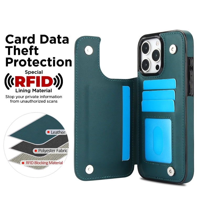 For iPhone 16 Pro Max Double Buckle Rhombic PU Leather Phone Case(Green) by buy2fix