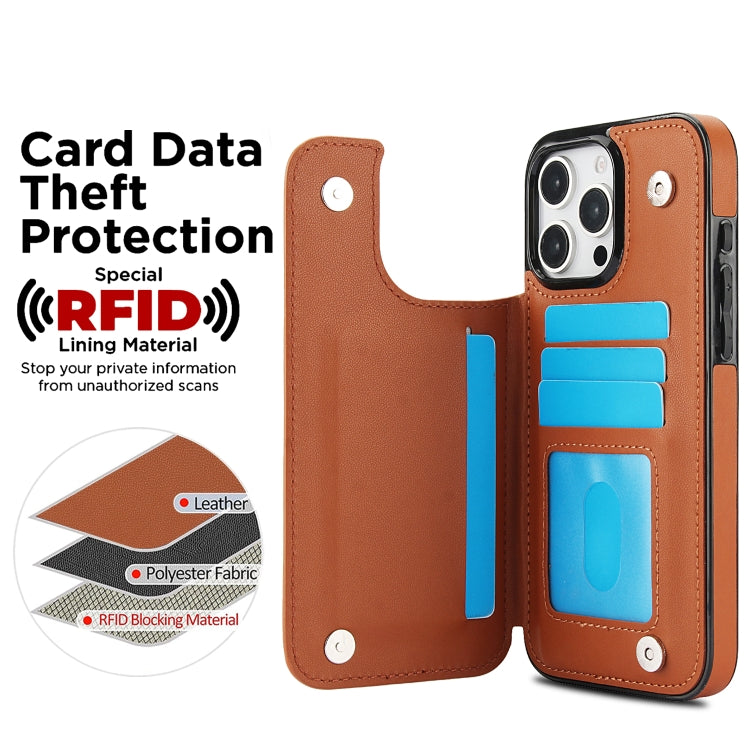 For iPhone 16 Pro Max Double Buckle Rhombic PU Leather Phone Case(Brown) by buy2fix