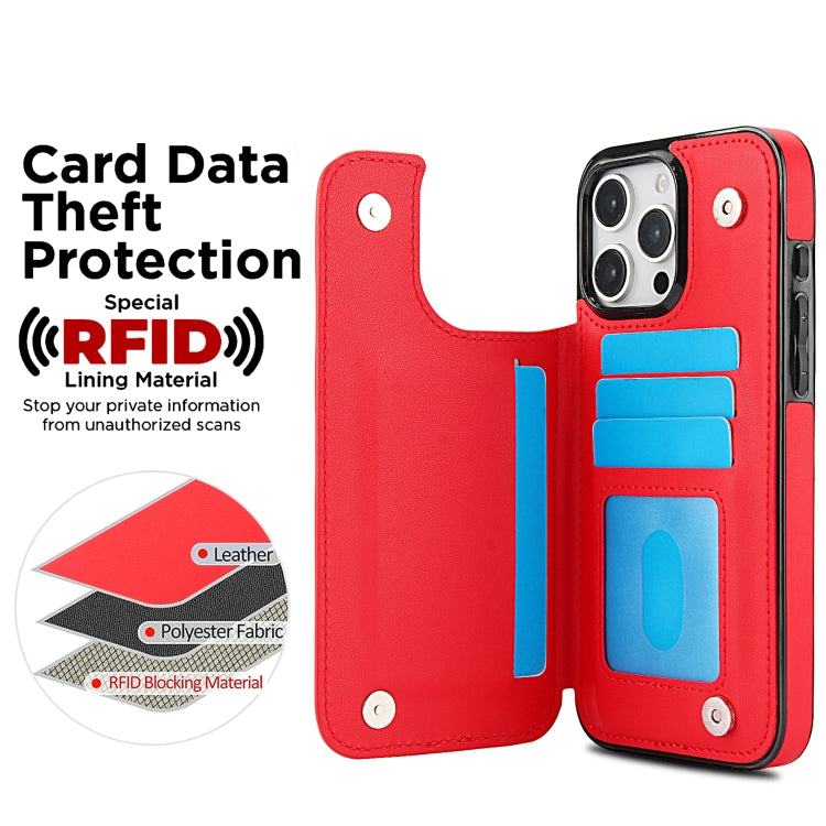 For iPhone 16 Pro Double Buckle Rhombic PU Leather Phone Case(Red) by buy2fix