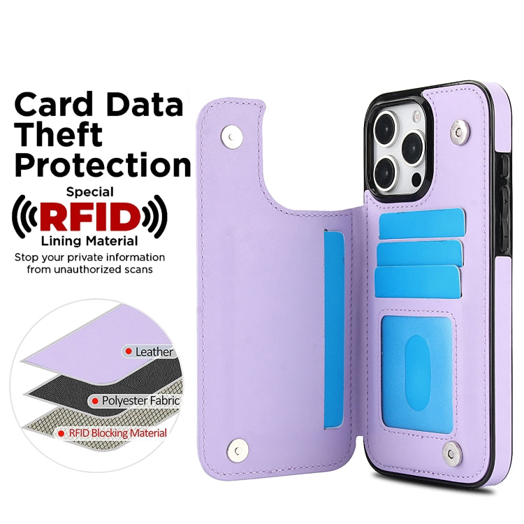 For iPhone 16 Pro Double Buckle Rhombic PU Leather Phone Case(Purple) by buy2fix