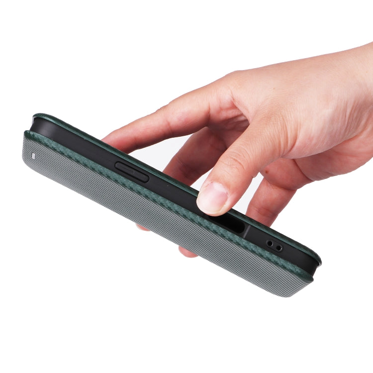 For iPhone 16 Plus Carbon Fiber Texture Flip Leather Phone Case(Green) by buy2fix