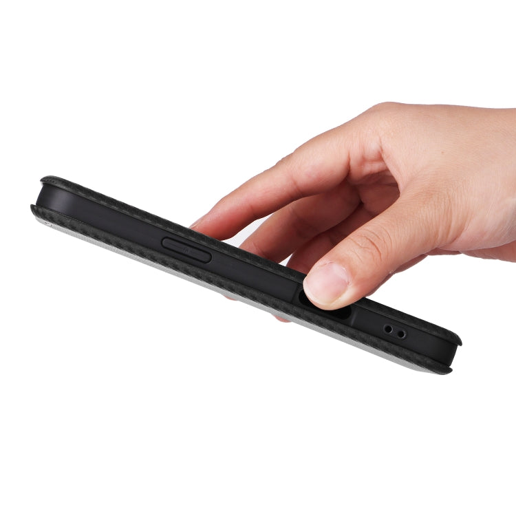 For iPhone 16 Carbon Fiber Texture Flip Leather Phone Case(Black) by buy2fix