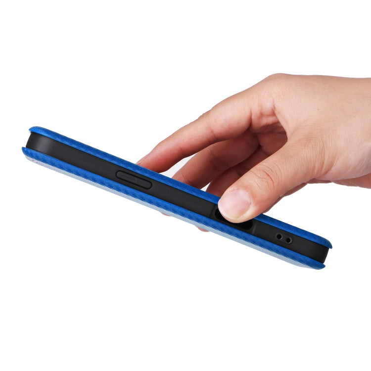 For iPhone 16 Carbon Fiber Texture Flip Leather Phone Case(Blue) by buy2fix