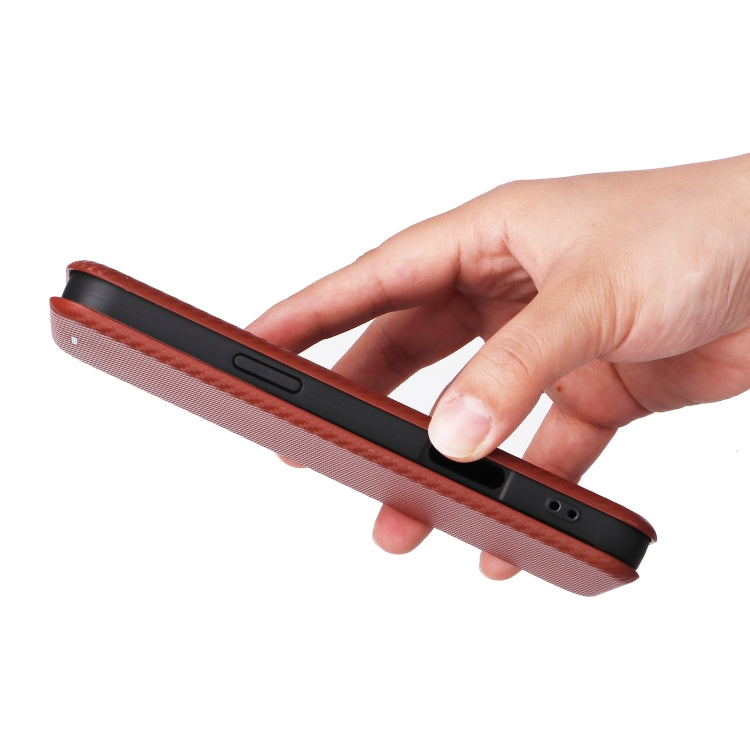 For iPhone 16 Pro Carbon Fiber Texture Flip Leather Phone Case(Brown) by buy2fix