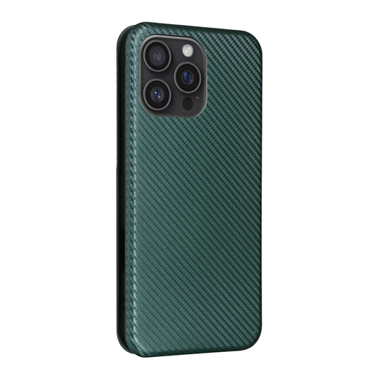 For iPhone 16 Pro Carbon Fiber Texture Flip Leather Phone Case(Green) by buy2fix