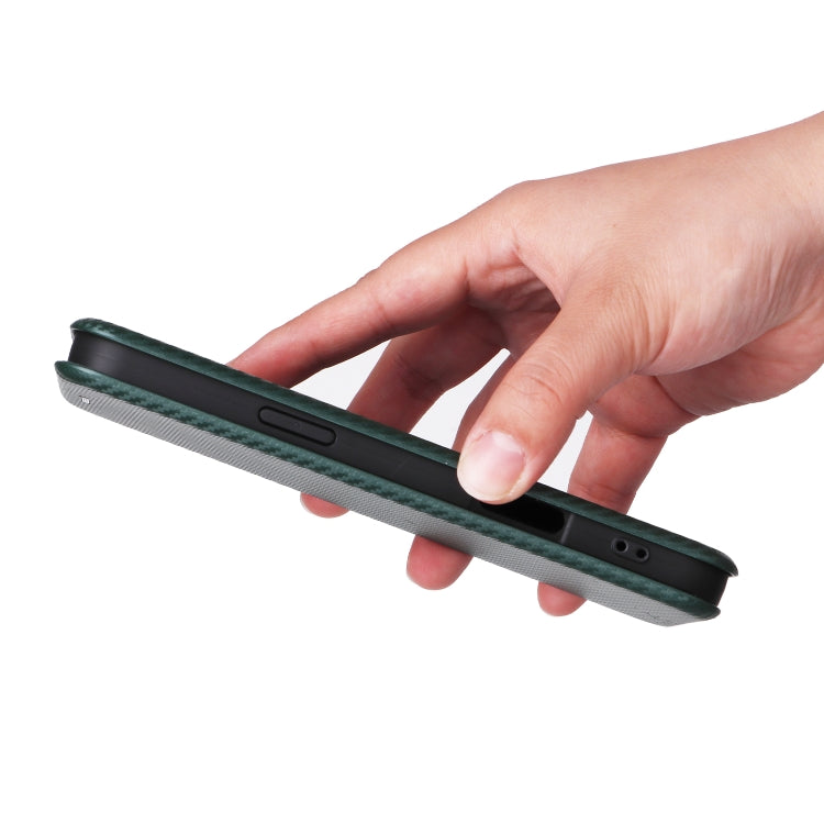 For iPhone 16 Pro Carbon Fiber Texture Flip Leather Phone Case(Green) by buy2fix