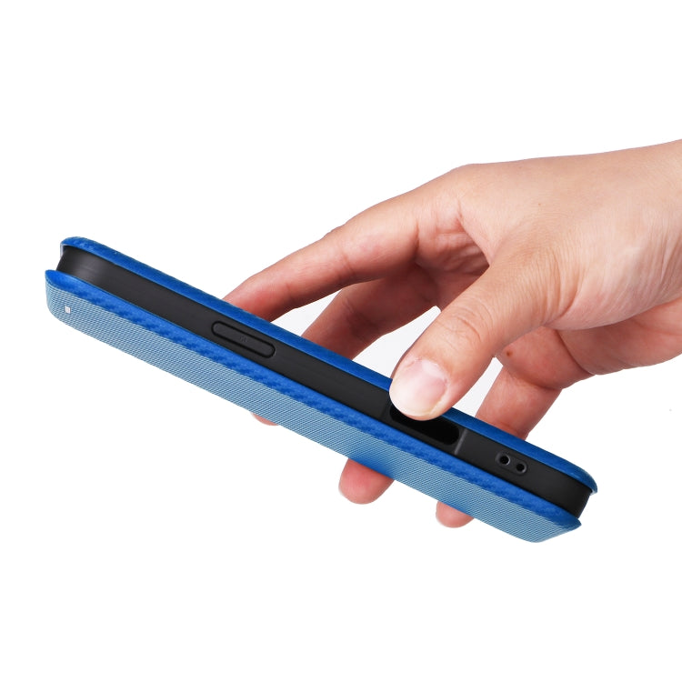 For iPhone 16 Pro Max Carbon Fiber Texture Flip Leather Phone Case(Blue) by buy2fix