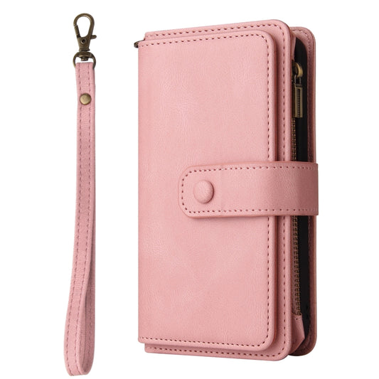 For iPhone 16 Pro Max Skin Feel Multi Card Slots Zipper Wallet Leather Phone Case(Pink) - iPhone 16 Pro Max Cases by buy2fix | Online Shopping UK | buy2fix