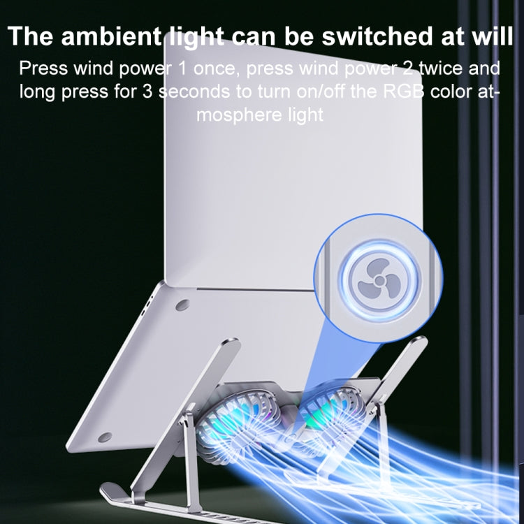 R- JUST HZ45 Aluminum Alloy Laptop Dual-core Cooling Stand(Black) by R-JUST