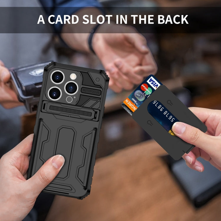 For iPhone 15 Pro Kickstand Armor Card Wallet Phone Case(Black) by buy2fix