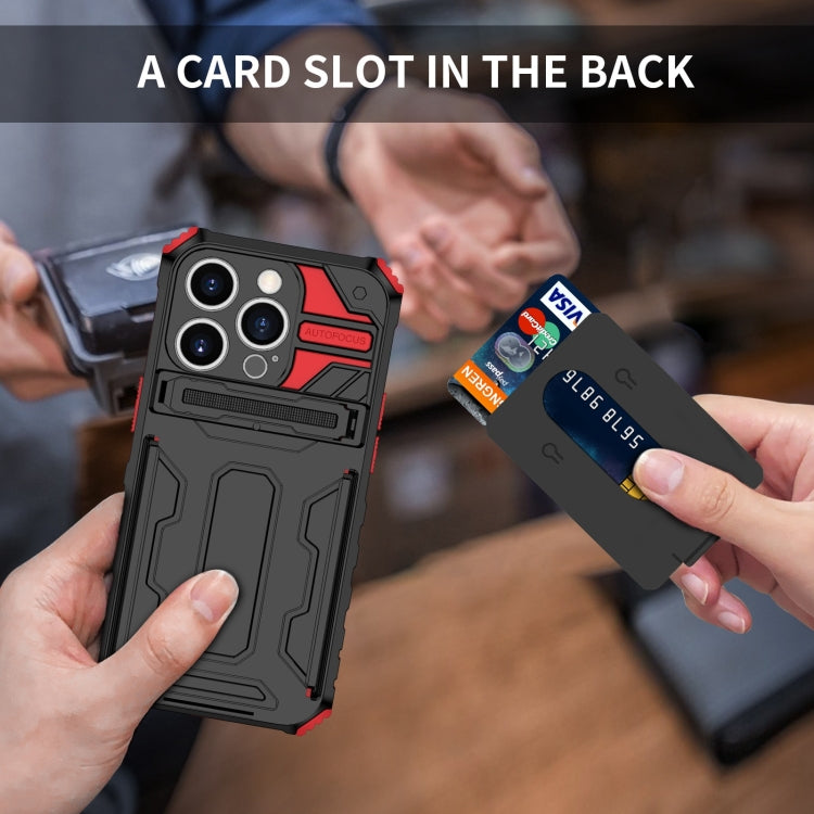 For iPhone 15 Pro Kickstand Armor Card Wallet Phone Case(Red) by buy2fix