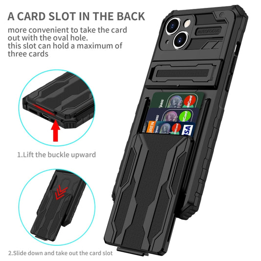 For iPhone 15 Kickstand Armor Card Wallet Phone Case(Black) by buy2fix