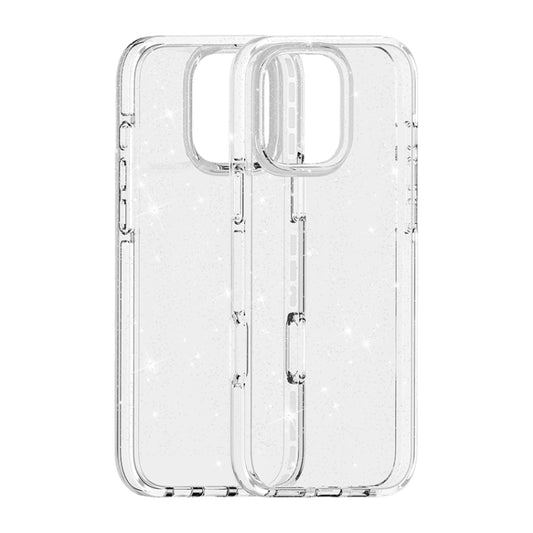 For iPhone 16 Dual Color Clear Glitter TPU + TPE Full Coverage Phone Case(Glitter White) by buy2fix