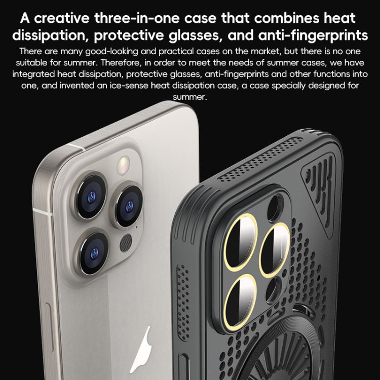 For iPhone 15 Hollow Cooling MagSafe Shockproof Phone Case(Black) by buy2fix