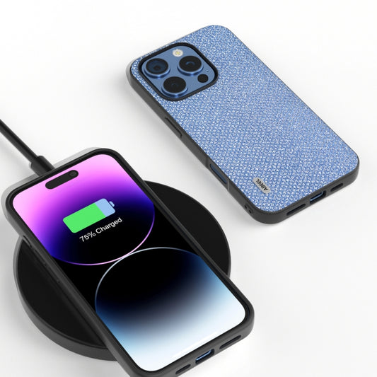 For iPhone 16 Pro Diamond Black Frame Phone Case(Sapphire Blue) by buy2fix