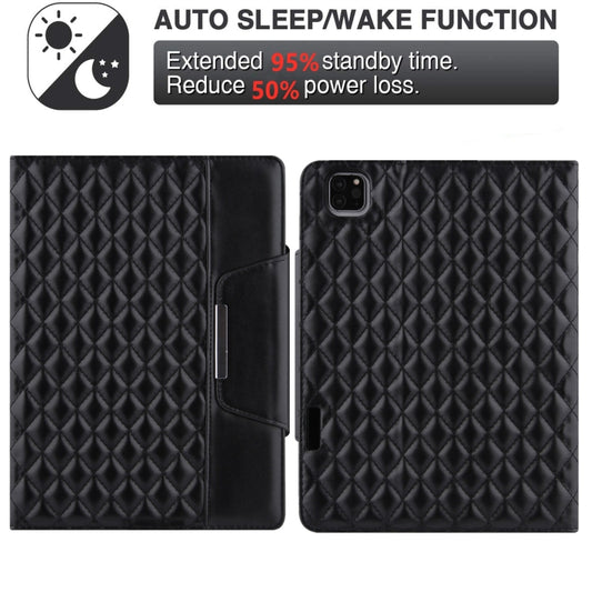 For iPad Pro 11 2025 / 2024 Checkered Hardware Buckle Leather Smart Tablet Case(Black) by buy2fix