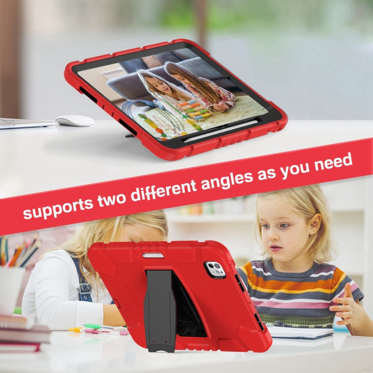 For iPad Pro 11 2025 / 2024 3-Layer Silicone Hybrid PC Tablet Case(Red Black) by buy2fix
