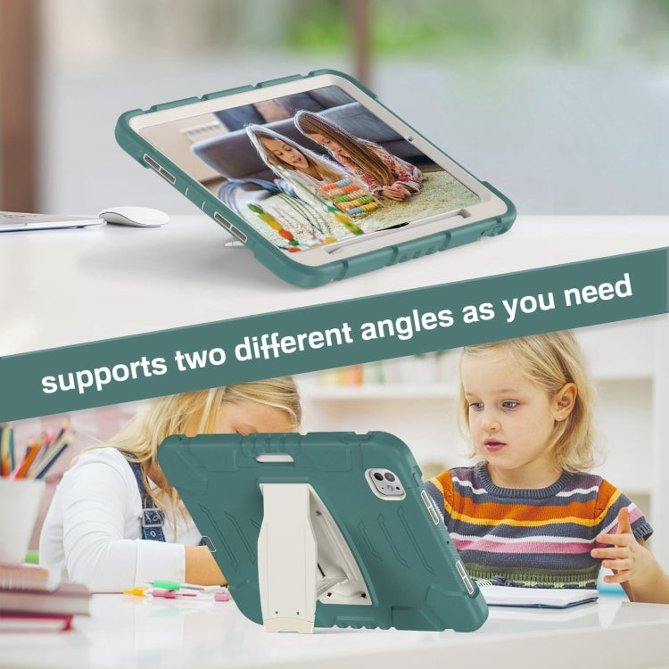 For iPad Pro 11 2025 / 2024 3-Layer Silicone Hybrid PC Tablet Case(Emerald Green) by buy2fix