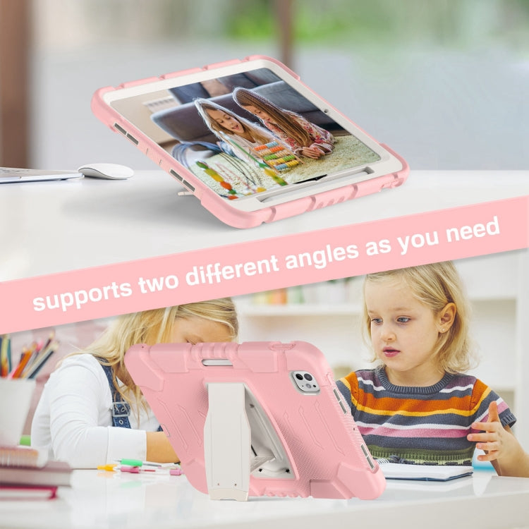 For iPad Pro 11 2025 / 2024 3-Layer Silicone Hybrid PC Tablet Case(Cherry Blossoms Pink) by buy2fix