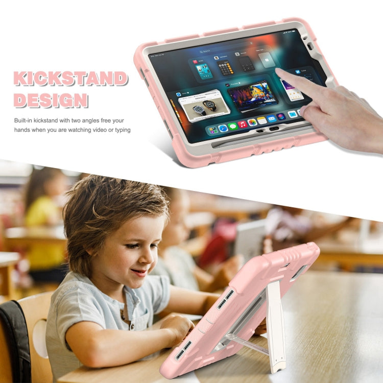 For iPad Air 11 2025 / 2024 3-Layer Silicone Hybrid PC Tablet Case(Cherry Blossoms Pink) by buy2fix