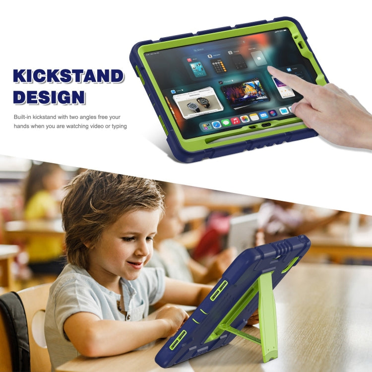 For iPad Air 11 2025 / 2024 3-Layer Silicone Hybrid PC Tablet Case(Navy Blue Lime) by buy2fix