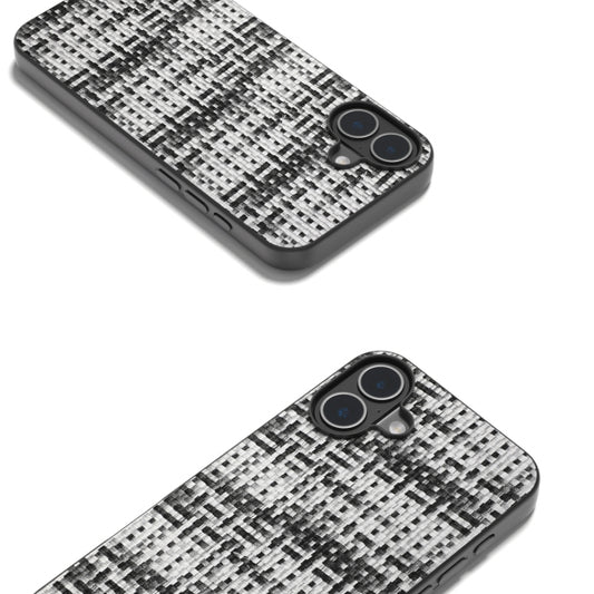 For iPhone 16 Plus Black Frame Color Lattice Texture PU Phone Case(Black) by buy2fix