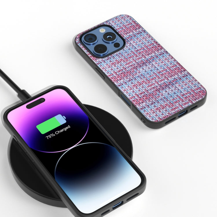 For iPhone 16 Pro Black Frame Color Lattice Texture PU Phone Case(Purple) by buy2fix