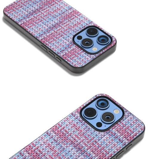 For iPhone 16 Pro Max Black Frame Color Lattice Texture PU Phone Case(Purple) by buy2fix
