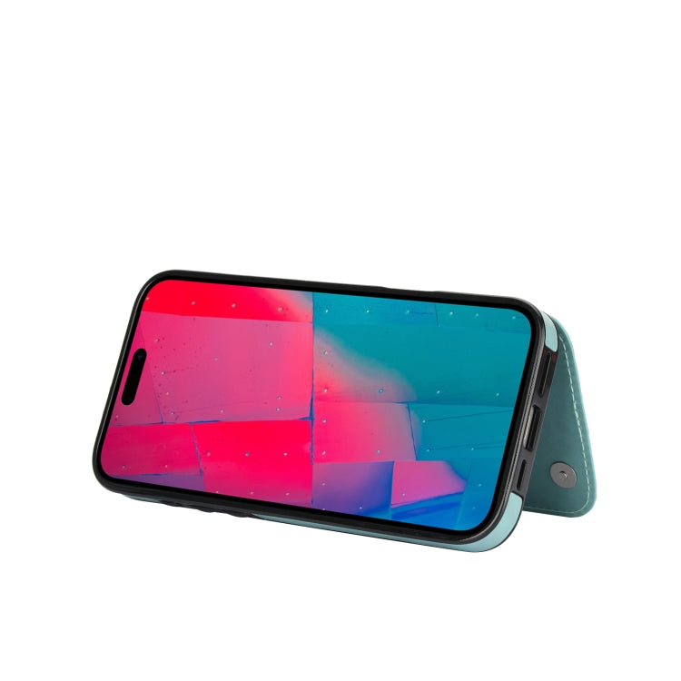 For iPhone 16 Pro Double Buckle Butterfly Embossing PU Phone Case(Green) by buy2fix