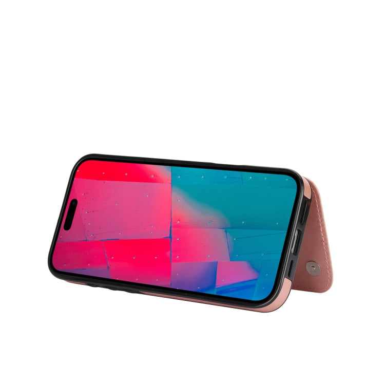 For iPhone 16 Pro Double Buckle Butterfly Embossing PU Phone Case(Rose Gold) by buy2fix