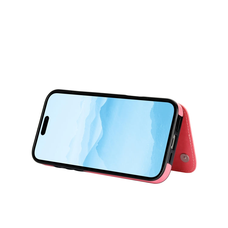 For iPhone 16 Double Buckle Butterfly Embossing PU Phone Case(Pink) by buy2fix