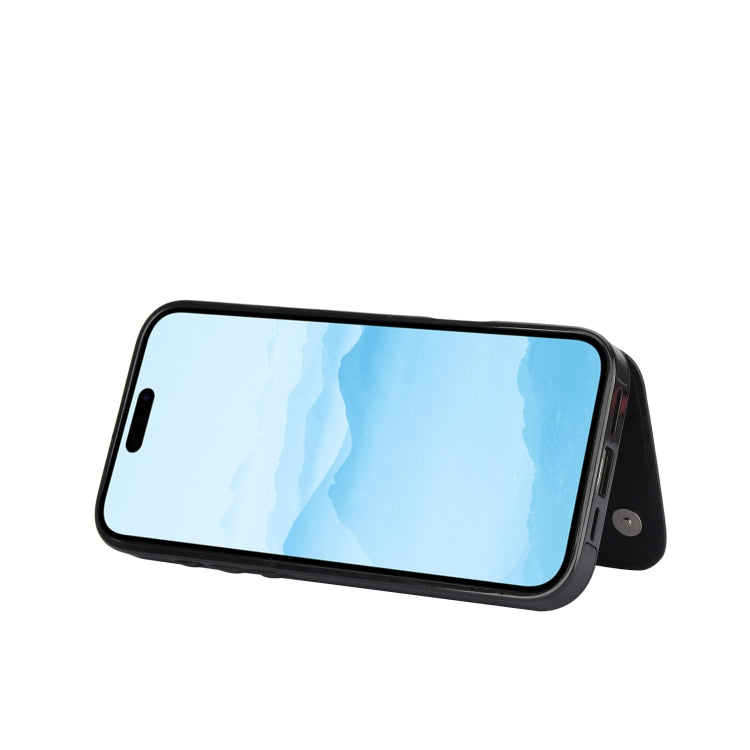 For iPhone 16 Double Buckle Butterfly Embossing PU Phone Case(Black) by buy2fix