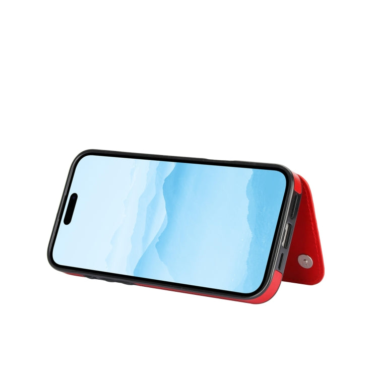 For iPhone 16 Double Buckle Butterfly Embossing PU Phone Case(Red) by buy2fix