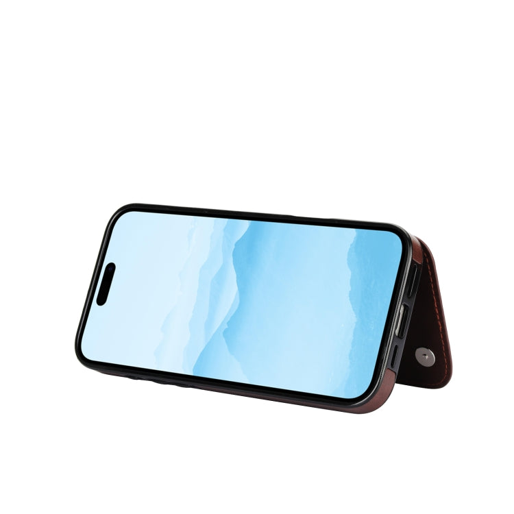 For iPhone 16 Double Buckle Butterfly Embossing PU Phone Case(Brown) by buy2fix