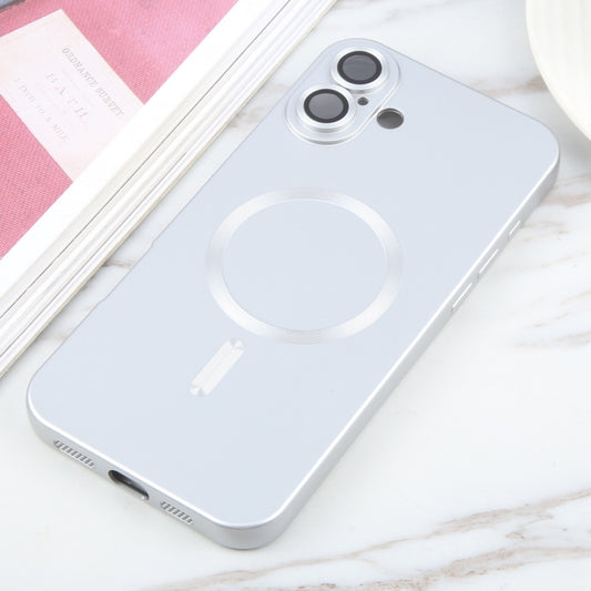 For iPhone 16 Plus Liquid TPU Silicone Solid Color MagSafe Phone Case(Silver) by buy2fix