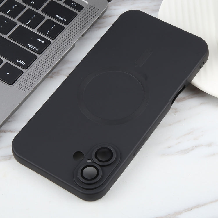 For iPhone 16 Liquid TPU Silicone Solid Color MagSafe Phone Case(Black) by buy2fix