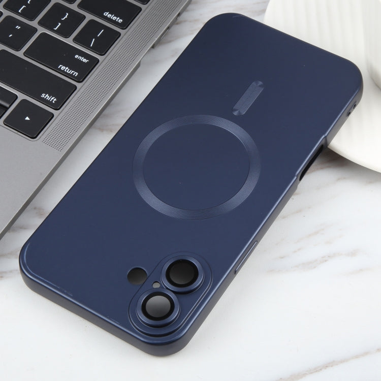For iPhone 16 Liquid TPU Silicone Solid Color MagSafe Phone Case(Dark Blue) by buy2fix