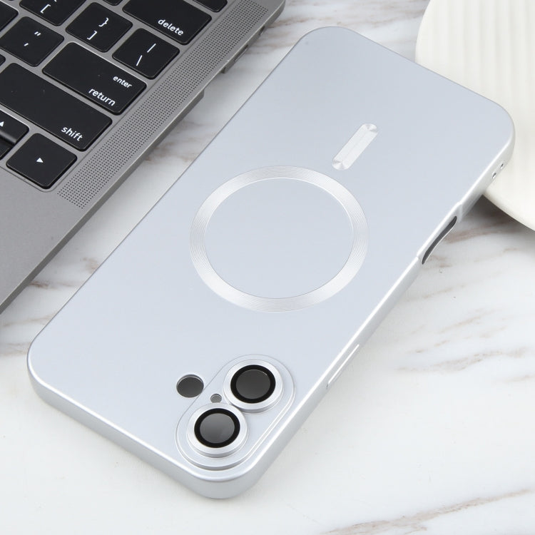 For iPhone 16 Liquid TPU Silicone Solid Color MagSafe Phone Case(Silver) by buy2fix
